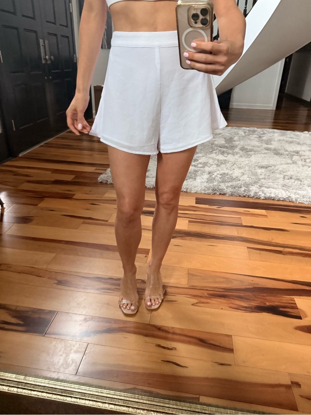 Revolve Women’s White Knit High-Waist Dress Shorts